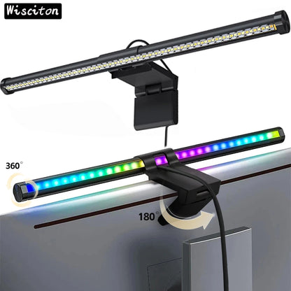 LED Monitor Light Bar, RGB Computer Screen Hanging Light, Atmosphere Table Lamp for Work, Study, Reading & Gaming, 44cm Dimming Lighting