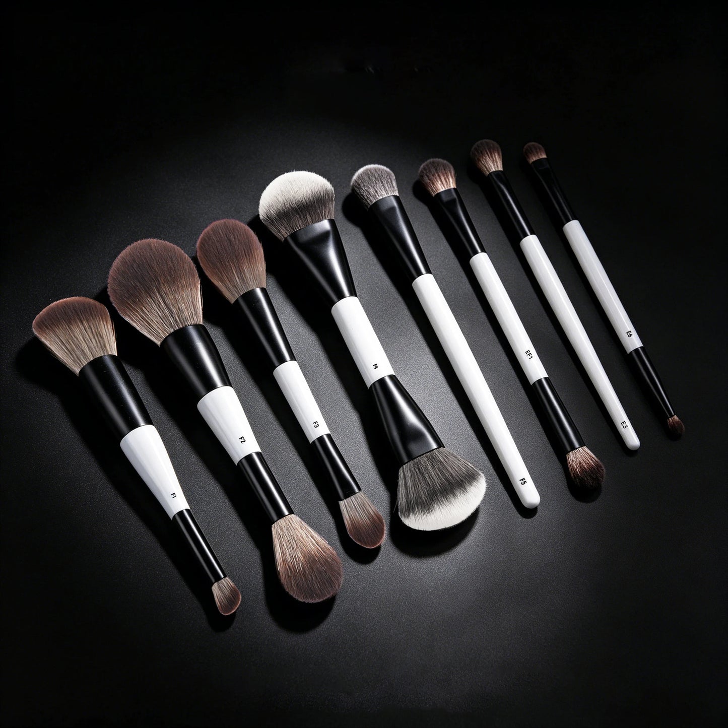 Dual-Ended Foundation Makeup Brush - F1 Blush, F2 Contour & F4 Powder Brush Set with Box