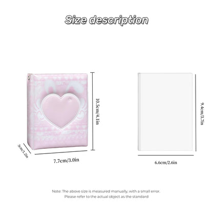 Cute Pink Angel Bunny Photo Card Album - K-Pop 3–3.5 Inch Photocard Storage & Protective Holder
