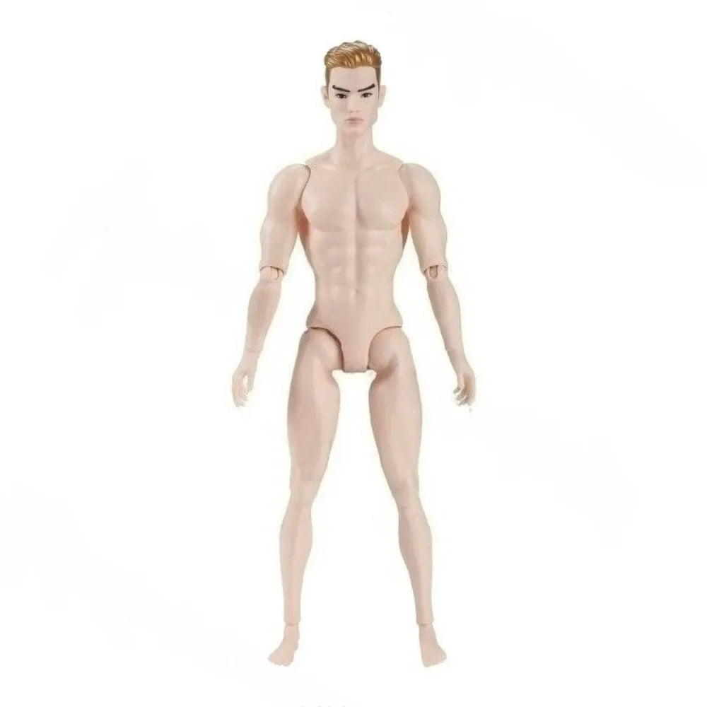 1/6 Male Action Figure Doll — 35cm Multi-Joint Strong Man Body with 13 Joints DIY Toy (White/Normal/Tan)
