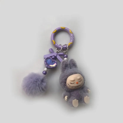 Kawaii Labubu Keychain — 3D Cartoon Doll Pendant for Schoolbag or Car, Trendy Gift for Men & Women
