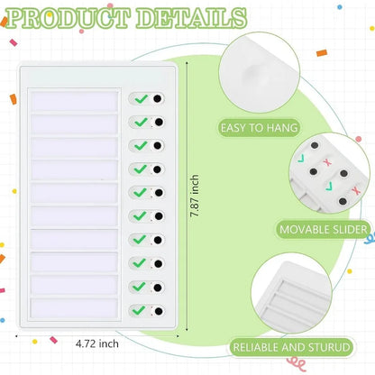 Kids Chore Chart with 5 Blank Cards - Plastic Checklist Board for Routine Planning with Detachable Cardstock To-Do List