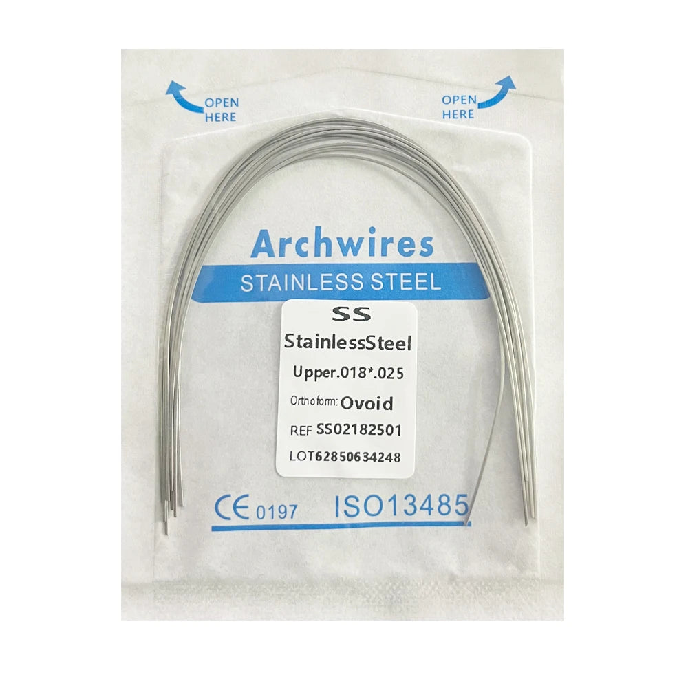 10PCS Dental Orthodontic Arch Wire Set - Stainless Steel Round & Rectangular Dentist Ovoid Form Material
