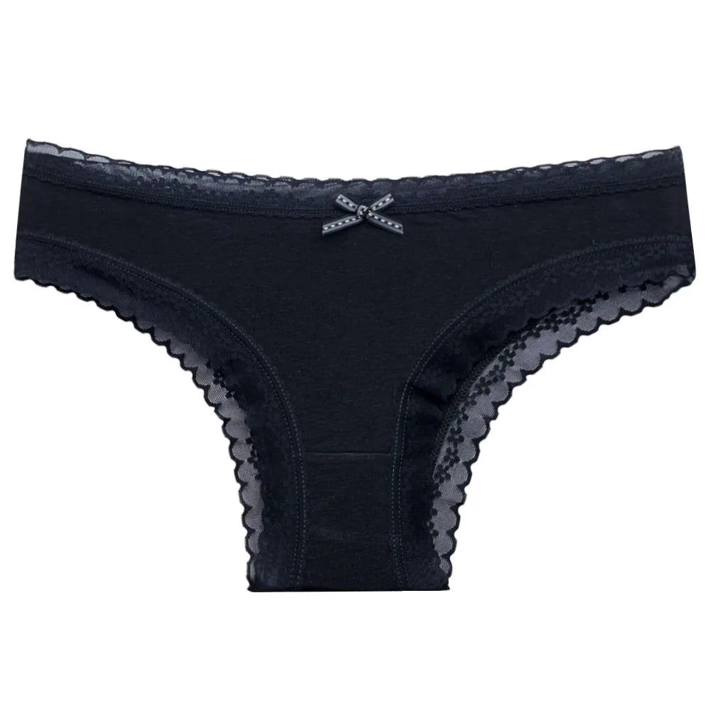 5-Pcs Women’s Cotton Panties Set – Sexy Lace Low Waist Underwear, Girls’ Briefs M-XL