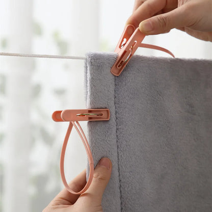 Travel Clothesline Hook Clips - 12-Piece Strong Windproof Hangers for Clothes & Socks