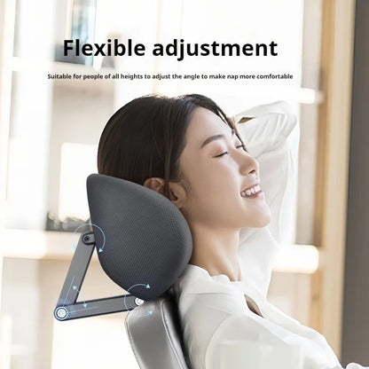 New Office Chair with Adjustable Headrest – Ergonomic Retractable Pillow & Waist Protection Cushion for Comfortable Rest