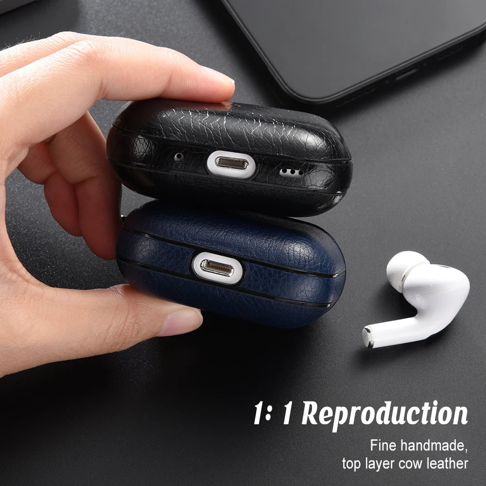 Leather Hard Plastic Cover for AirPods Pro 2 – Case for AirPods Pro 2nd Gen, Funda for AirPods 3 Pro 2023, Headphone Coque