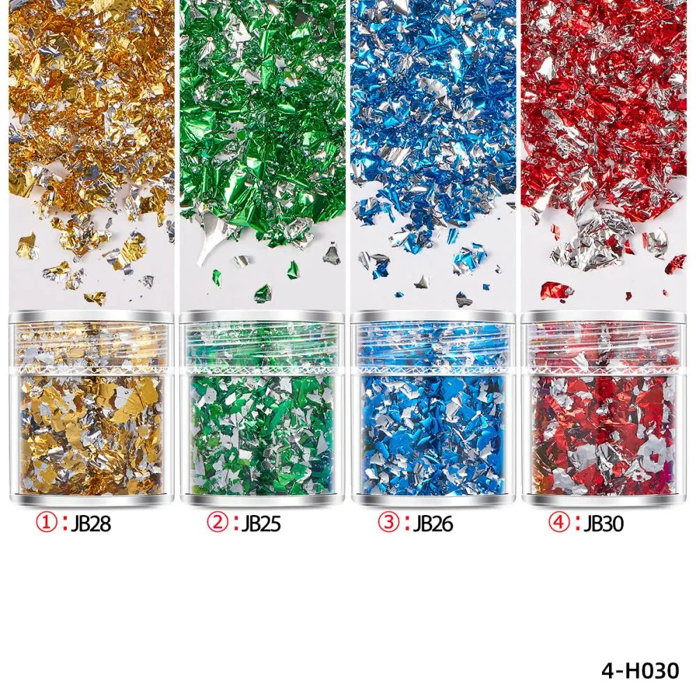 4 Bottles Gold Foil Flakes - Epoxy Resin Craft, Jewelry Making & Nail Art Decoration Supplies