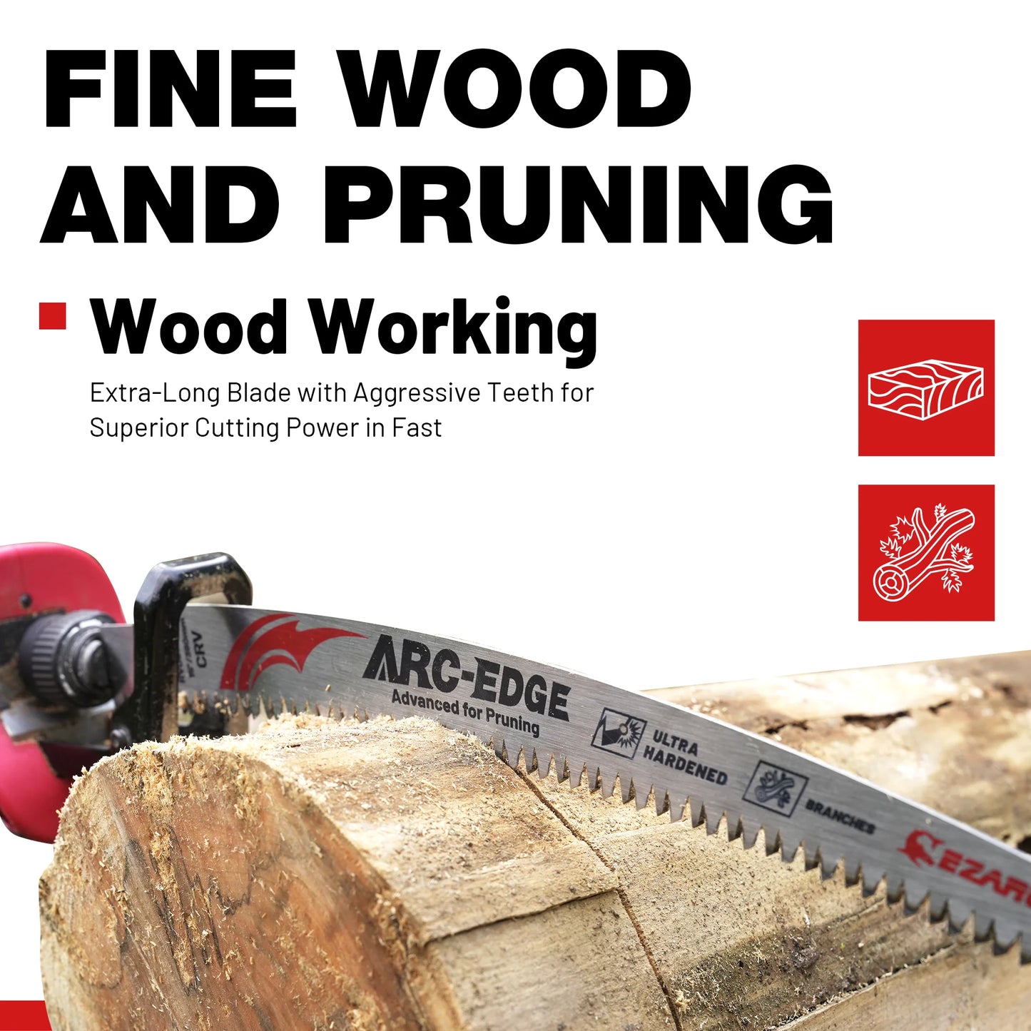 EZARC 9''/12''/15'' Reciprocating Saw Blades 6TPI Arc Tooth – Heavy Duty Pruning Blades for Tree Trimming & Wood Cutting Tool Accessories