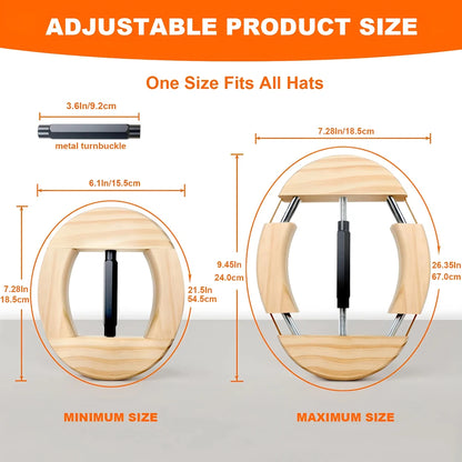 Repacego 4-Way Adjustable Wooden Hat Stretcher – Premium Fedora, Cowboy & Baseball Cap Shape Maintainer & Storage Rack