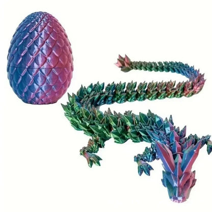 1/2PCS 3D Printed Dragon Egg with Full Articulated Movable Dragon Model — Rotatable Desktop Ornament & Kids Toy