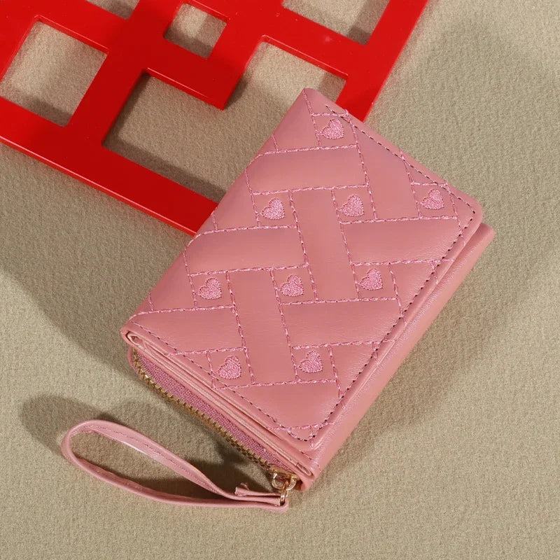 Men’s Fashion Embroidered Love Coin Purse – Trifold Wallet with Multi Card Slots