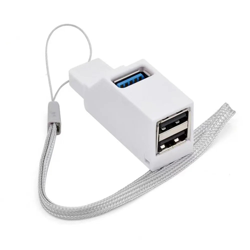 USB 3.0 Hub Adapter Extender - 1 to 3 Ports, High-Speed USB 2.0 Splitter for PC, Laptop, U Disk, Card Reader