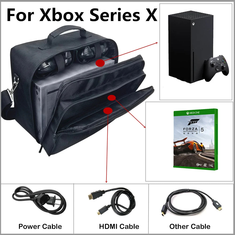 New XSX Carrying Case for Xbox Series X – Portable Shoulder Bag for Console, Gamepad & Accessories