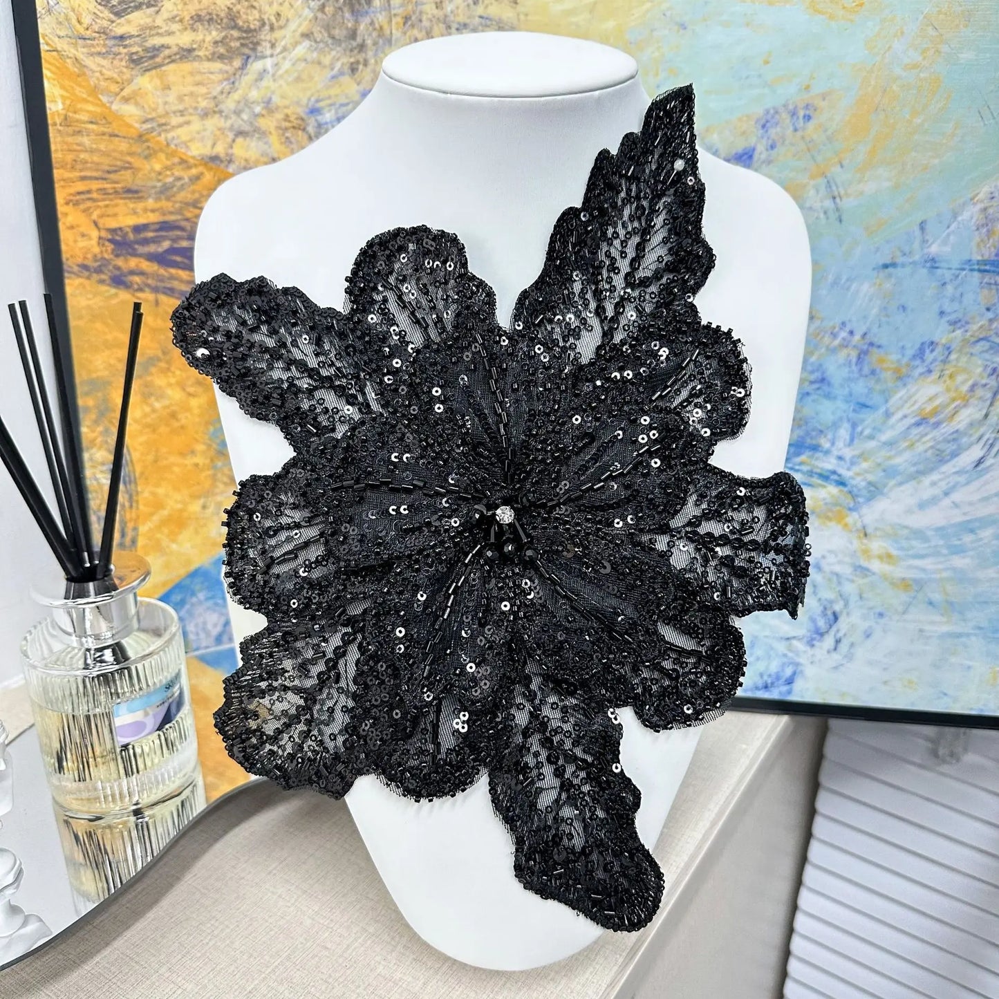White Multi-Layer Lace Sequin 3D Flower Patch – DIY Clothing Decorative Applique