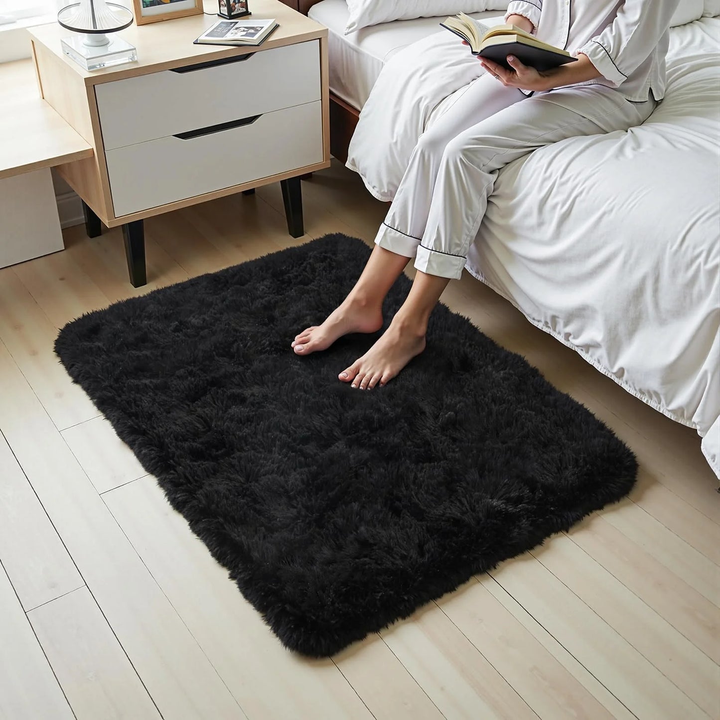 VIKAMA Tie-Dye Plush Carpet – Soft Fluffy Non-Slip Rug for Living Room, Kids’ Room & Baby Crawling Mat