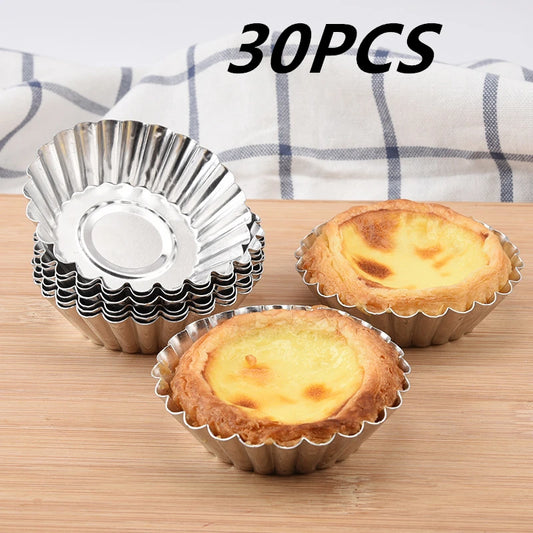 Reusable Non-Stick Aluminum Egg Tart Mold – Flower Shape Cupcake, Muffin, Pudding & Jelly Baking Cup Kitchen Tool