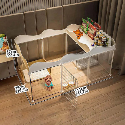 Indoor Pet Dog Enclosure Kennel – Small Dog Fence with Isolation Door & Built-In Toilet Area