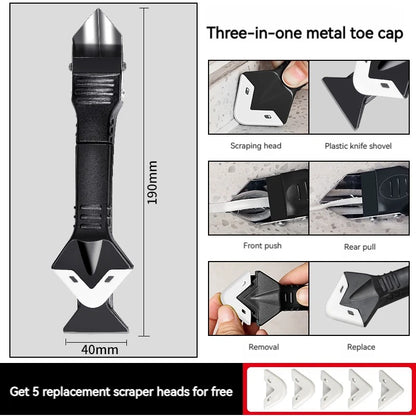 3/5-in-1 Silicone Scraper & Caulking Tool Set – Grout, Sealant, Floor Mould Removal Hand Tools
