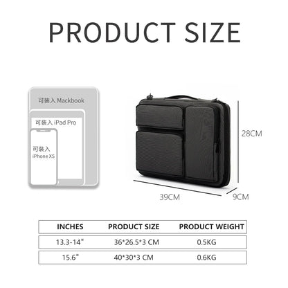 Waterproof Laptop Shoulder Bag - Notebook Sleeve for MacBook Air/Pro, Fits 14 and 15.6 Inch, Business and Student Handbag