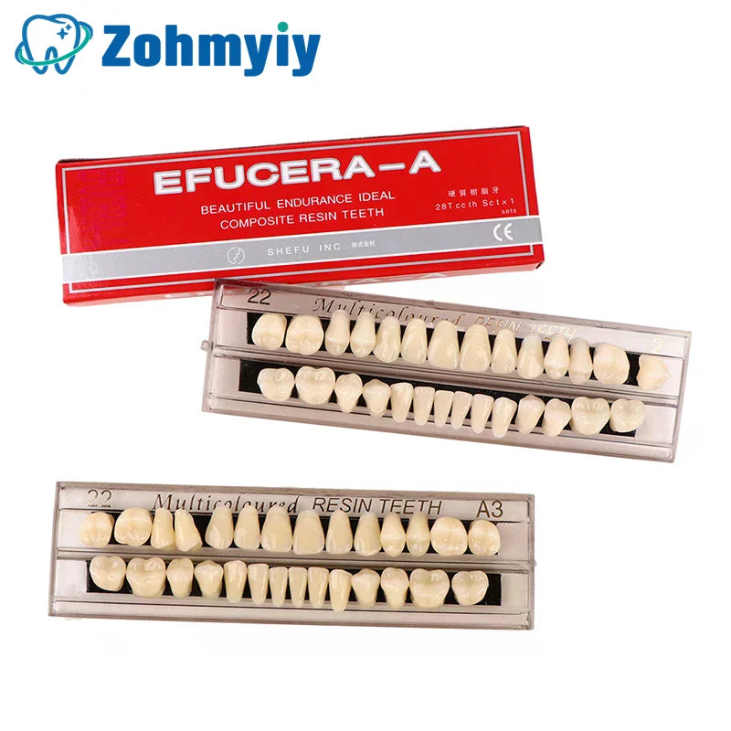 28-Piece Resin Denture Teeth Shade Guide Set, 3D Dental Color Comparator for Teeth Whitening & Dental Plate Matching Tool