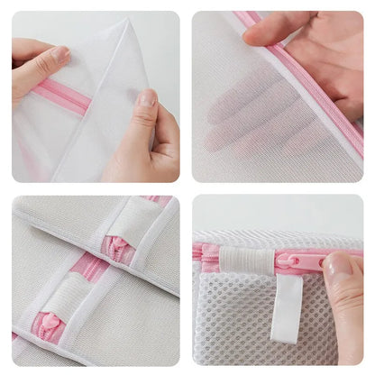 2Pcs/7Pcs Transparent Fine Mesh Laundry Bags – 6 Sizes Reusable Zippered Wash Bags for Machine Protection