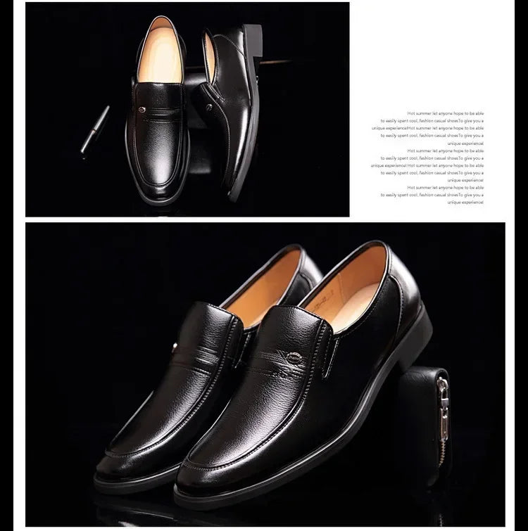 Leather Men's Formal Shoes – Luxury Dress Loafers, Breathable Slip-On Moccasins & Black Driving Shoes (Plus Size 38-44)