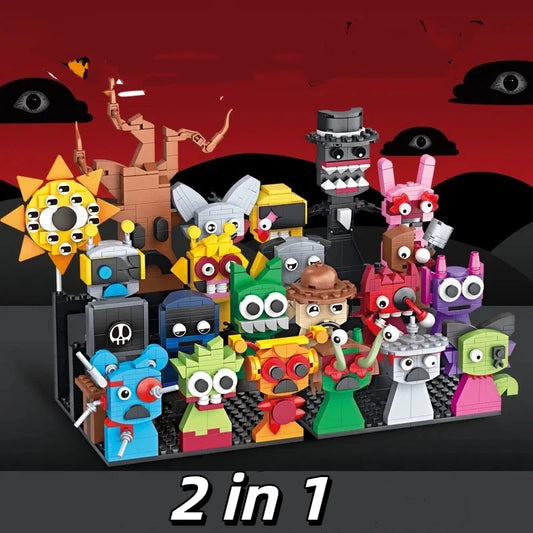 MOC Horror Anime Music Rhythm Box Game Building Blocks Set 2-in-1 Figures DIY Toy Gift
