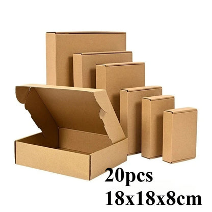 20/10PCS Corrugated Box Mailers – Brown Kraft Cardboard Shipping Boxes for Durable Packaging & Mailing