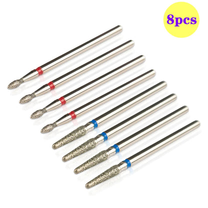 8pcs Diamond Nail Drill Bit Set - Rotary Electric Milling Cutters for Pedicure, Manicure, Cuticle Burr & Nail Tools Accessories