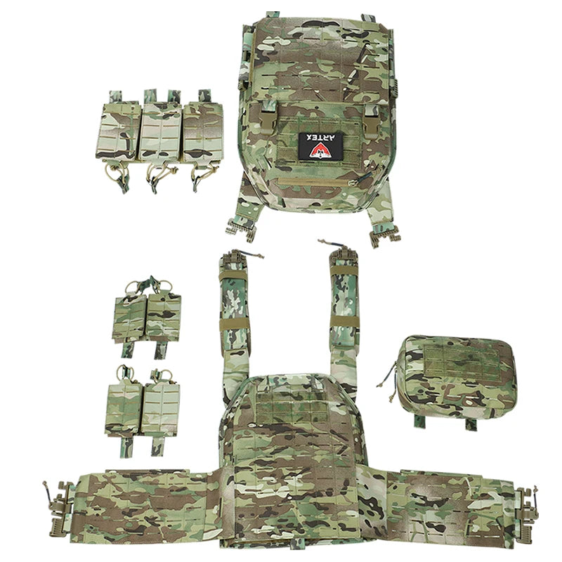 Ranger Green Plate Carrier Tactical Vest - Quick Release Security Molle Chaleco with Laser Cut Bandolier