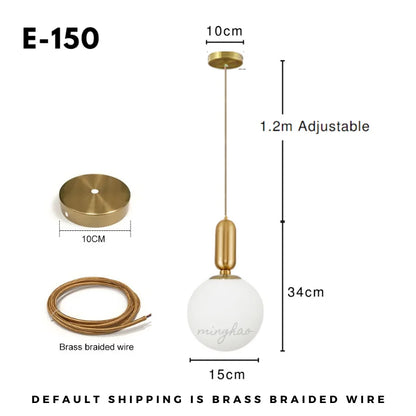 XCLuuHY Nordic Pendant Light - Modern Glass Ball Hanging Lamp for Living Room, Bedroom & Dining Room Decor