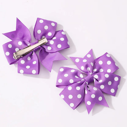 3Pcs/Pack Solid Dot Hair Bows – Colorful Boutique Bowknot Clips for Girls, Heart & Sunglasses Hair Accessories