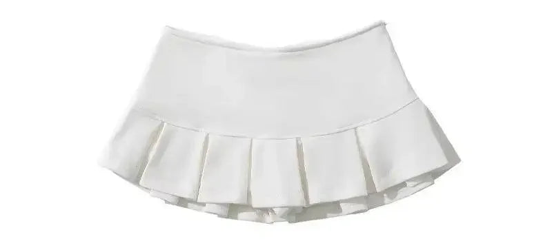 Mooyufon Y2K Mini Skirt — Women’s Low Waist Wide Pleat Light Grey A-Line Pleated Skort, Sexy Vintage Casual Summer Wear