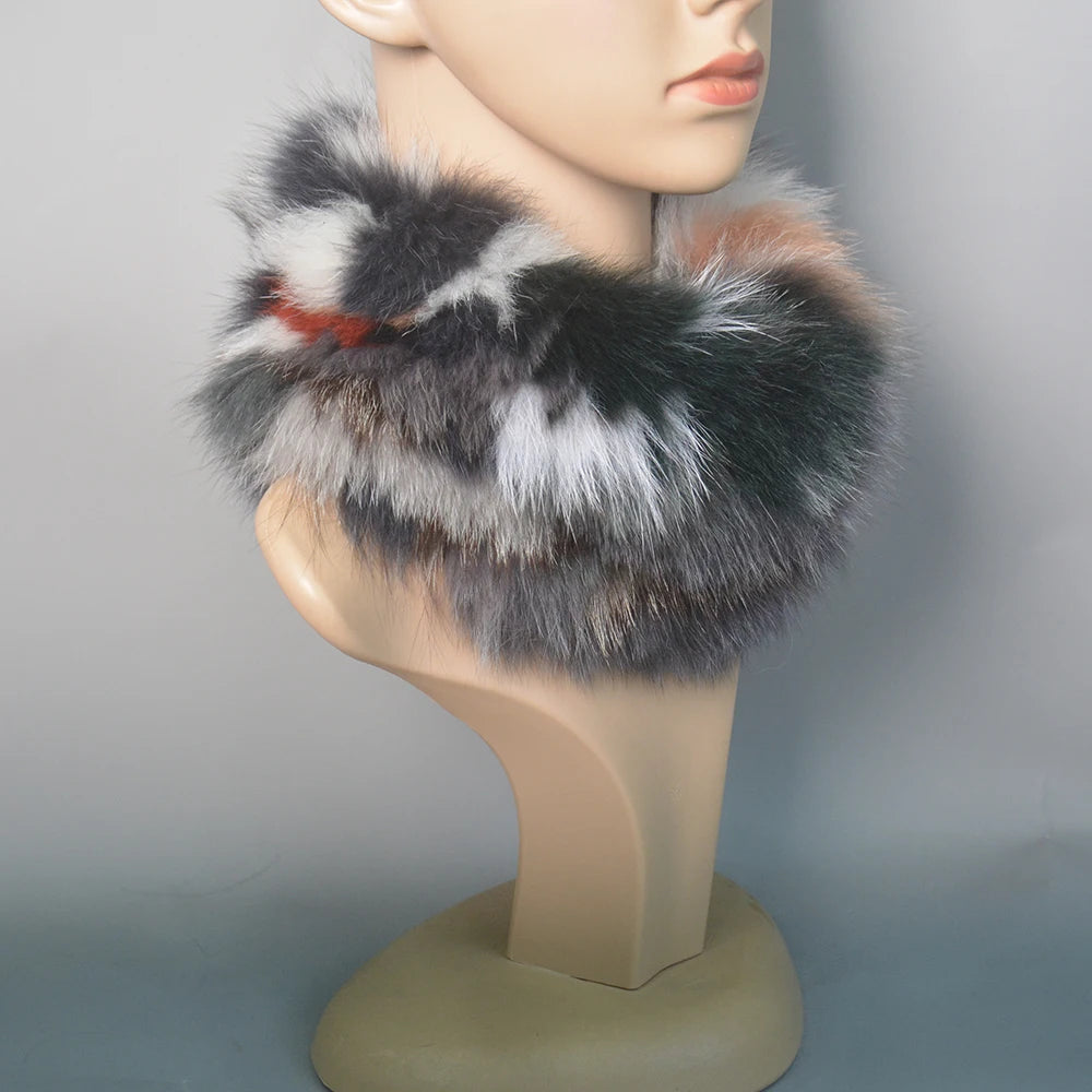 2025 Real Fox Fur Scarf and Headband – Luxury Winter Neck Warmer for Women, 100% Natural Fur, Elastic Ring Muffler