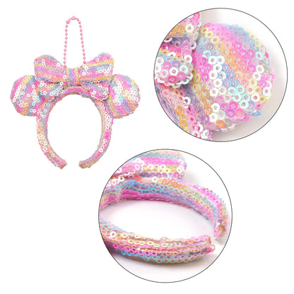 Mouse Ear Bow Pendant - Mini Sequin Bag Charm, Hair Accessory & Keychain