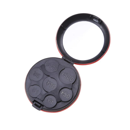 Round Japanese Coin Dispenser – Aluminum Alloy & Plastic Coin Purse Storage Wallet Holder