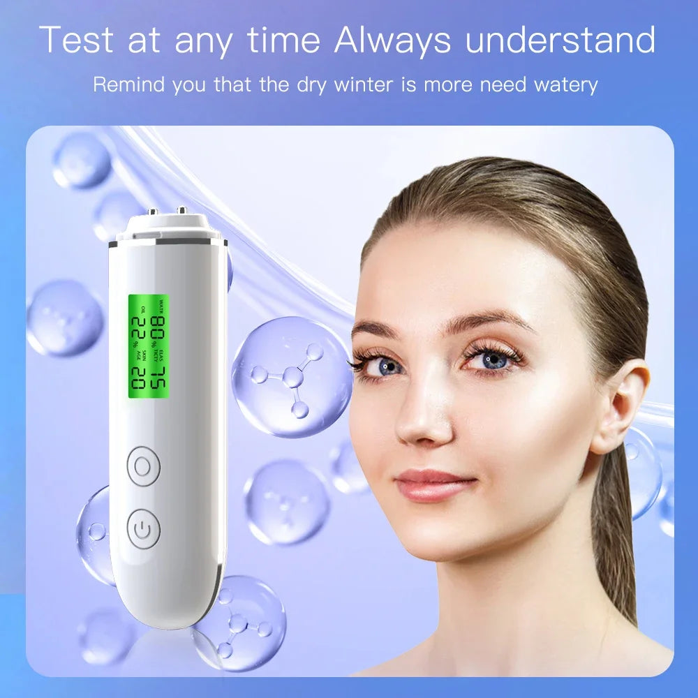 Portable Rechargeable Skin Analyzer LCD – Digital Water, Oil & Moisture Tester with Fluorescent Detection for Facial Skin Care Analysis Tool