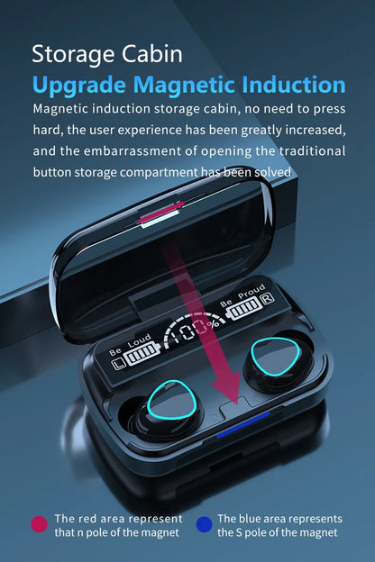 M10 Wireless Earbuds – High-Quality Bluetooth Headset for Sports, Gaming & Music with Built-in Power Bank
