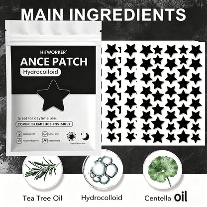 Black Star Hydrocolloid Pimple Patches - Bulk Acne Stickers with Tea Tree Oil, 240/480/800 Pieces