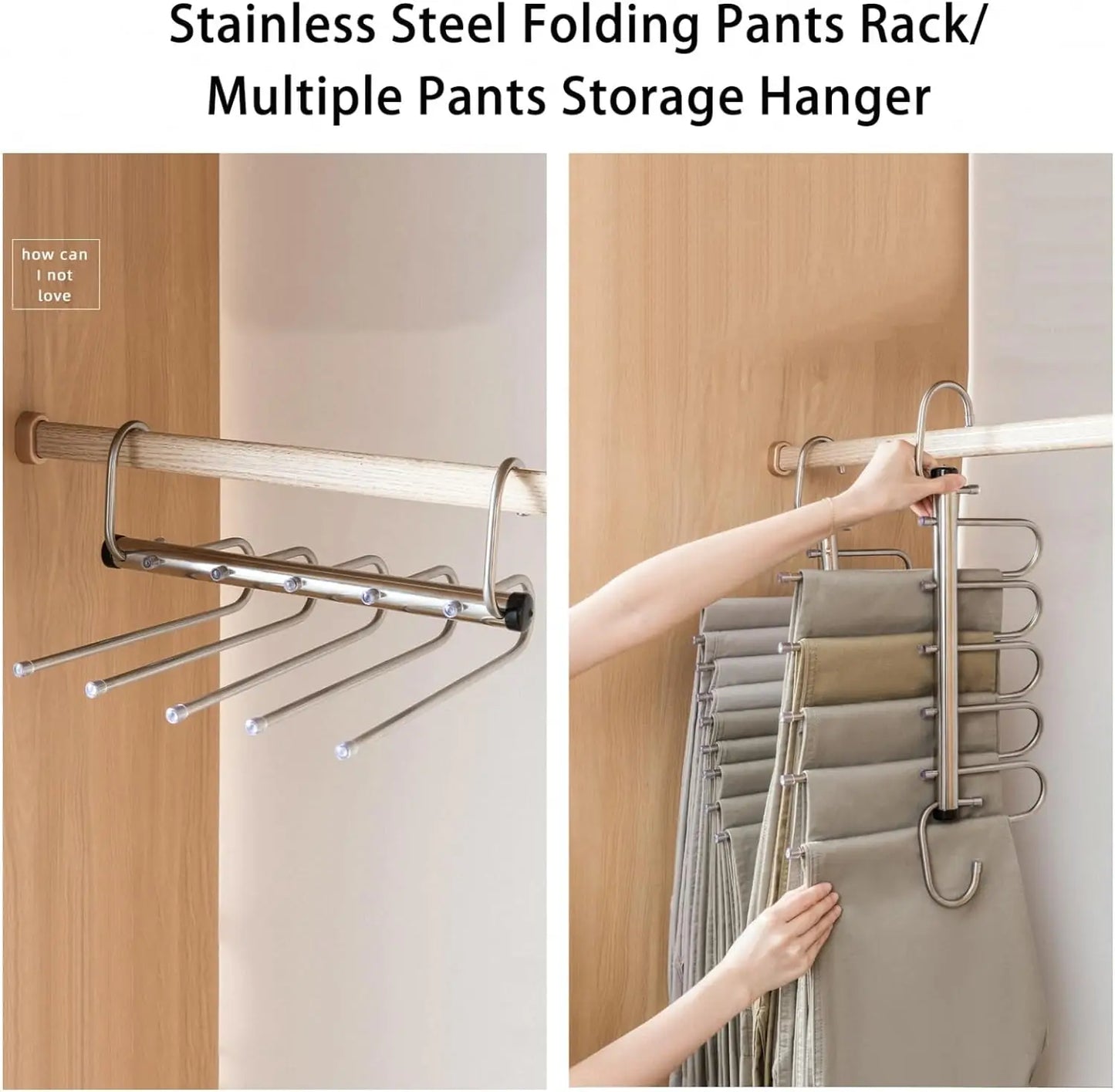 Stainless Steel Multi-Tier Pants Hanger — 5/9 Tier Space-Saving Closet Organizer for Jeans, Trousers, Scarves & Clothes