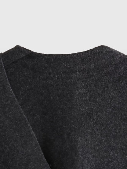 TRAF 2023 Winter Women's Scarf Coat – Long Sleeve, Knitted Asymmetric Jacket, Streetwear Casual Outerwear
