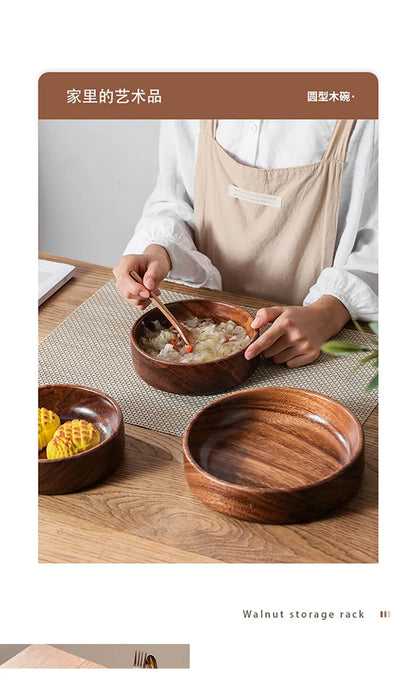 Walnut Wooden Boat Bowl – Vintage Solid Wood Salad & Fruit Bowl for Home Kitchen Storage