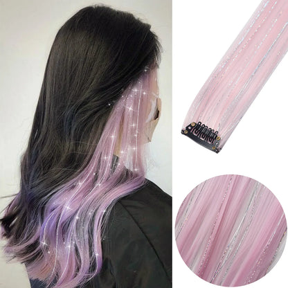 22-Inch Colored Clip-In Hair Extensions – 6pcs Straight Synthetic Party Highlight Hairpieces
