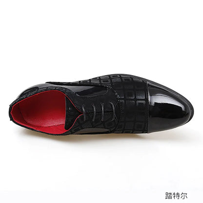 Men’s High Heel Oxford Shoes - Pointed Toe Luxury Leather Formal Business Wedding and Party Dress Shoes