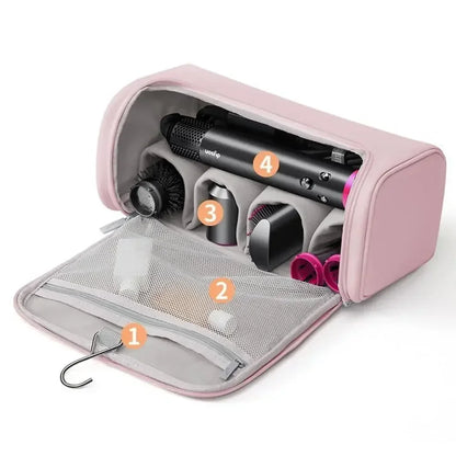 Portable Hanging Hair Dryer Case – Waterproof Non-Slip Storage Bag with Hideable Hook & Large Capacity for Hair Tools