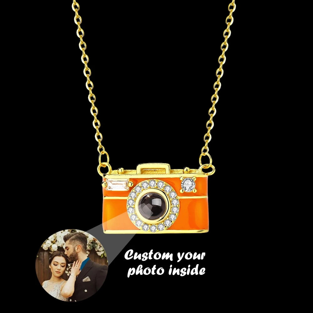 Custom Projection Photo Necklace — Camera-Shaped Personalized Photo Pendant Jewelry 2025