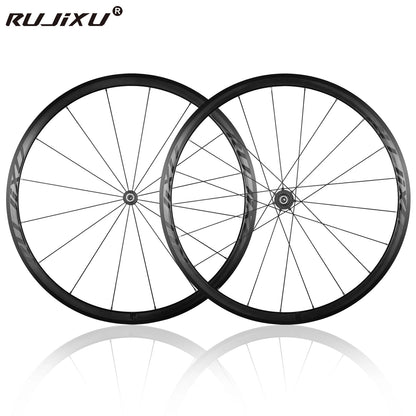 700C Carbon Fiber Road Bike Wheelset - Lightweight V Brake Aluminum Alloy 30/40/50mm Deep Rim with 120mm Hub