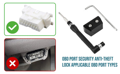 OBD II Port Security Lock Kit — Anti-Theft Blocker for 1996+ Vehicles, OBD 2 Connector Protection