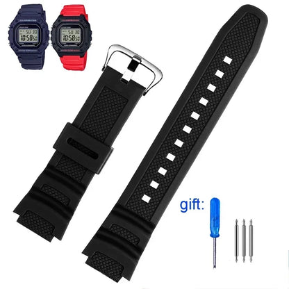 Rubber Silicone Watch Band for Casio F-108WH W-216H W-218H W-215 W-752 W-S200H SGW-400/500H - Waterproof Resin Replacement Strap